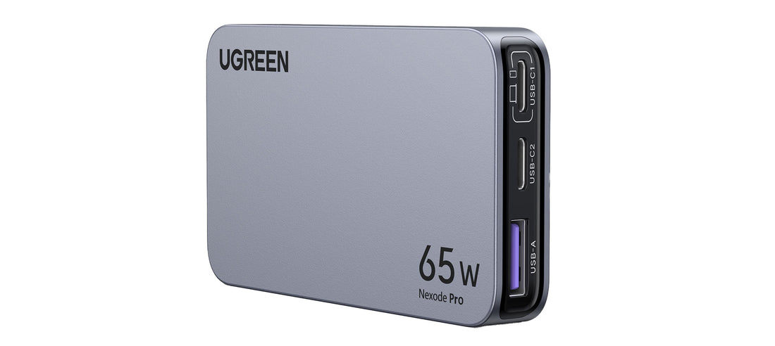 UGREEN Nexode Pro 薄型急速充電器65W GaN 2C1A 3ポート 海外用変換プラグ付き|最大65Wの急速充電