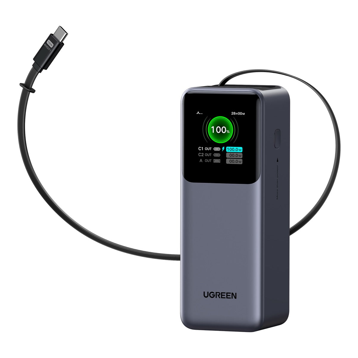 UGREEN 20000mAh巻き取り式ケーブル付きモバイルバッテリー 55987B