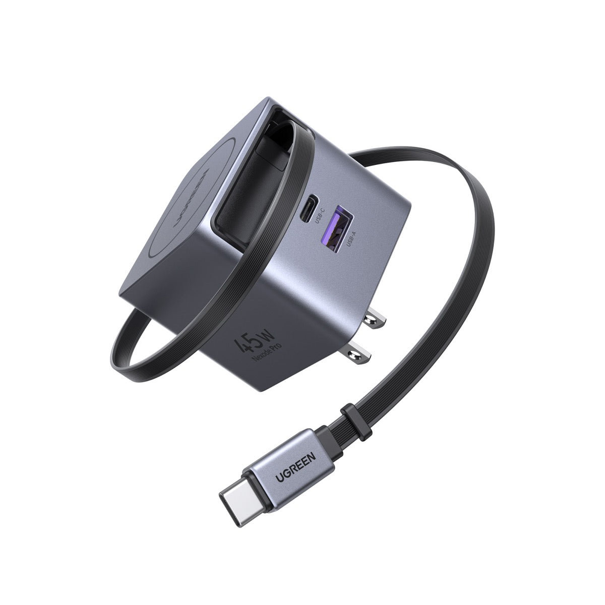 UGREEN 45W 巻き取り式ケーブル付きGaN急速充電器 65821