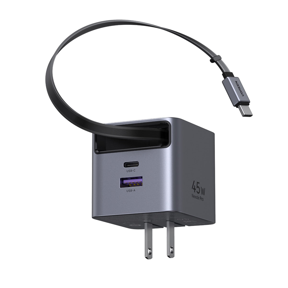 UGREEN 45W 巻き取り式ケーブル付きGaN急速充電器 65821